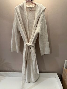 Barefoot Dreams CozyChic Hooded Robe Cream White BDUCC20869 Size 2